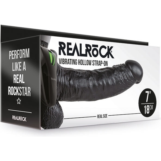 REALROCK-STRAP-ON HUECO VIBRATORIO CON TESTÍCULOS - 7/18 CM-NEGRO image 1