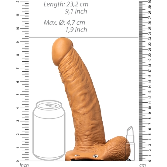 REALROCK-STRAP-ON HUECO VIBRATORIO CON BOLAS - 7/18 CM-MARRÓN image 9