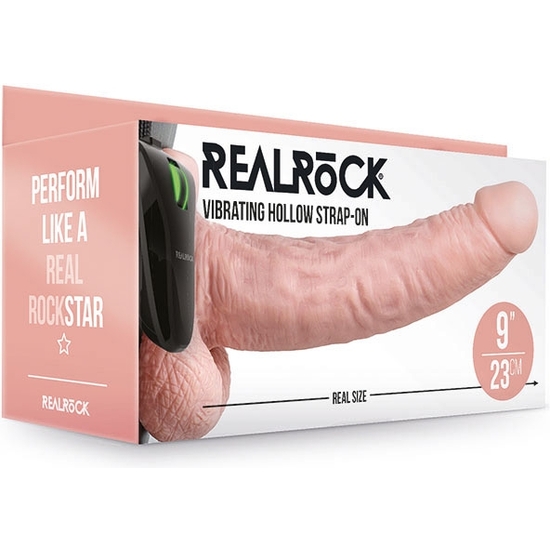 REALROCK-STRAP-ON HUECO VIBRATORIO CON BOLAS - 9/ 23 CM-PIEL image 1