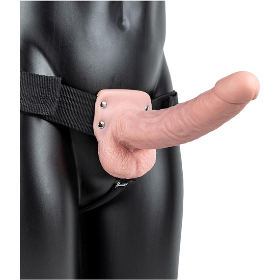 REALROCK-STRAP-ON HUECO VIBRATORIO CON BOLAS - 9/ 23 CM-PIEL image 2