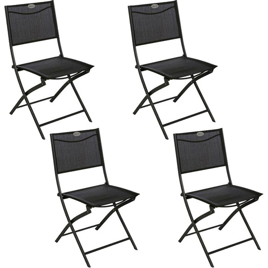 JUEGO DE 4 SILLAS PLEGABLES DE JARDÍN "MODULA" EN COLOR NEGRO image 0