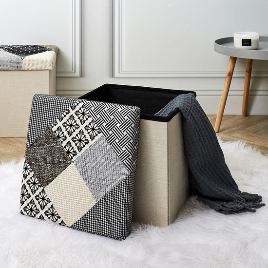 CAJA-PUF PLEGABLE PATCHWORK image 1