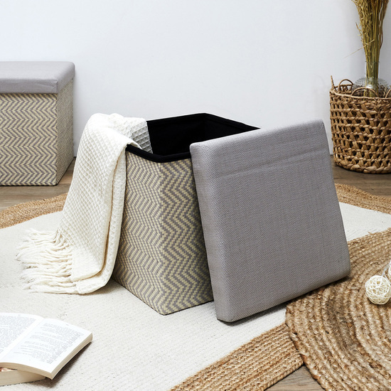CAJA-PUF PLEGABLE TRENZADO GRI image 1