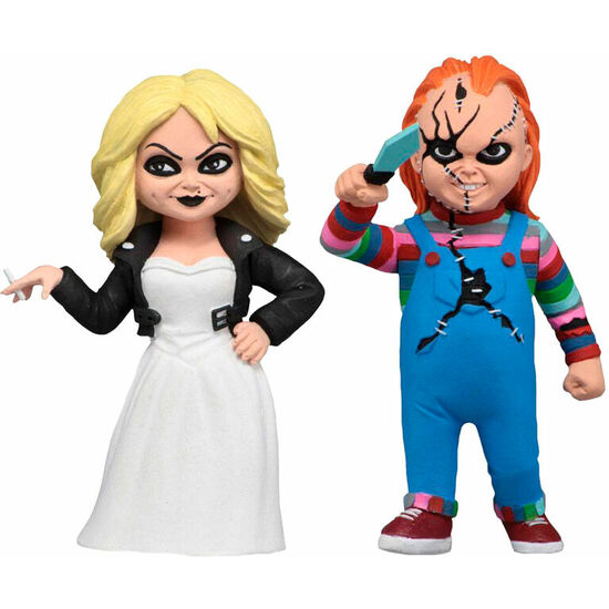 PACK 2 FIGURAS CHUCKY Y TIFFANY LA NOVIA DE CHUCKY TOONY TERRORS 15CM image 0