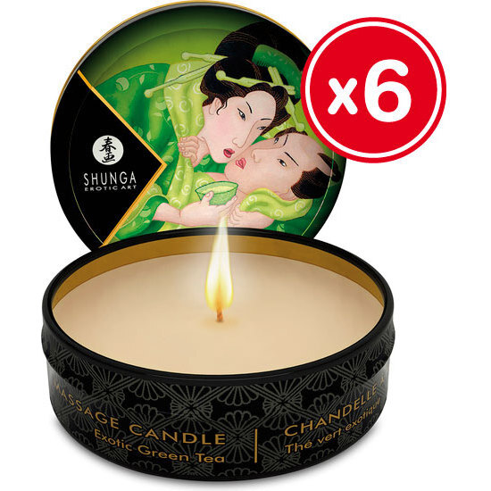 SHUNGA MASSAGE CANDLE GREEN TEA 6 X 30 ML image 0