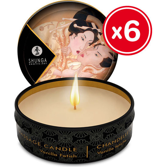 SHUNGA MASSAGE CANDLE VANILLA 6 X 30 ML image 0