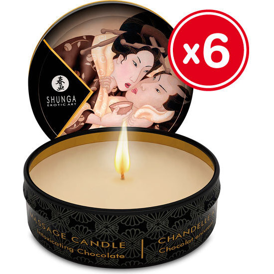 SHUNGA MASSAGE CANDLE CHOCOLATE 6 X 30 ML image 0