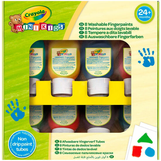 BLISTER 8 BOTES DE PINTURA DEDOS LAVABLES CRAYOLA image 0
