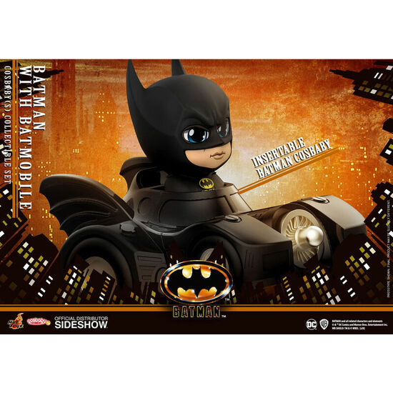 FIGURA COSBABY BATMAN WITH BATMOBILE BATMAN 1989 10CM image 1