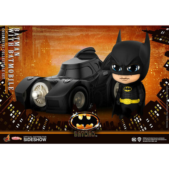 FIGURA COSBABY BATMAN WITH BATMOBILE BATMAN 1989 10CM image 2