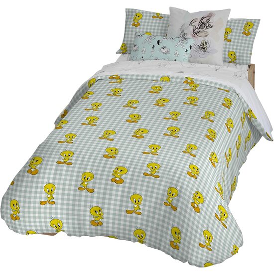 FUNDA NÓRDICA CON BOTONES 100% ALGODÓN MODELO TWEETY VICHY PARA CAMA DE 120 (200X200 CM.) image 0