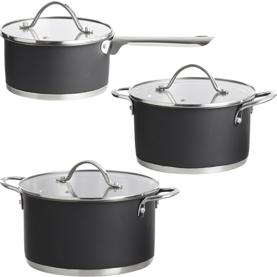 BATERÍA COCINA 3 PIEZAS C/TAPA NEGRO image 0
