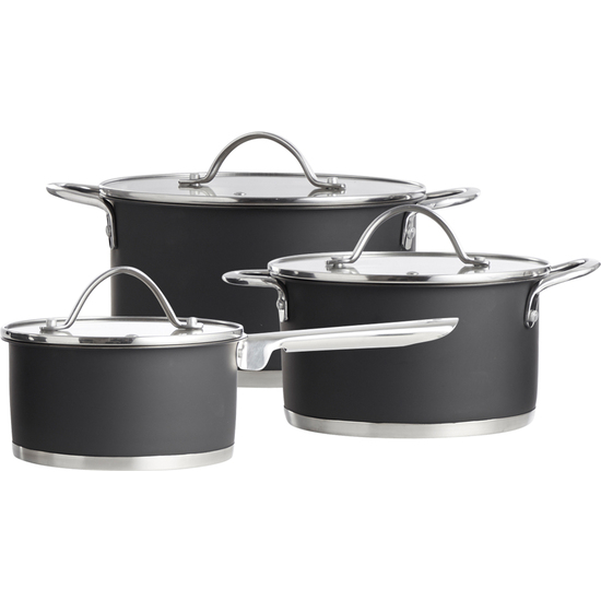 BATERÍA COCINA 3 PIEZAS C/TAPA NEGRO image 2