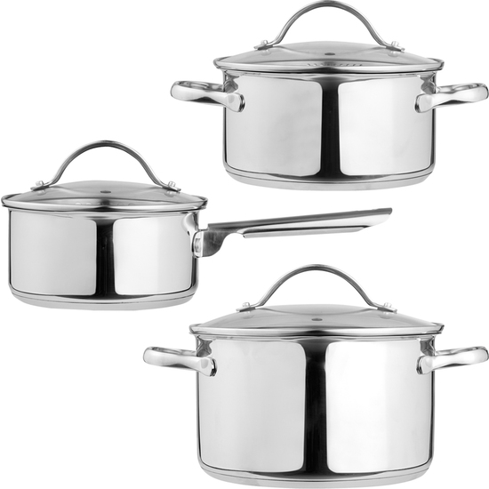 BATERÍA COCINA 3 PIEZAS C/TAPA CROMADO image 0