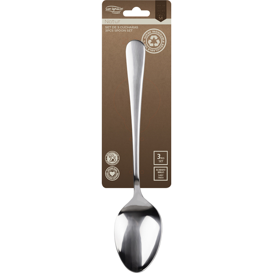 SET 3PC CUCHARA ACERO INOX RECICLADO BRILLO NATUR image 1