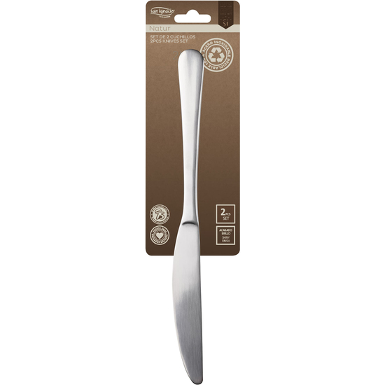 SET 2PC CUCHILLO ACERO INOX RECICLADO BRILLO NATUR image 1