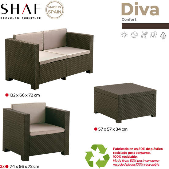 CONJUNTO MUEBLES DE JARDÍN DIVA CONFORT WENGUE image 2
