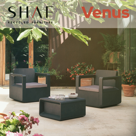 CONJUNTO MUEBLES DE JARDÍN VENUS TETE A TETE GRAFITO image 1