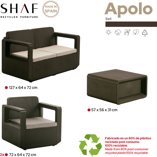 CONJUNTO MUEBLES DE JARDÍN APOLO WENGUE image 2