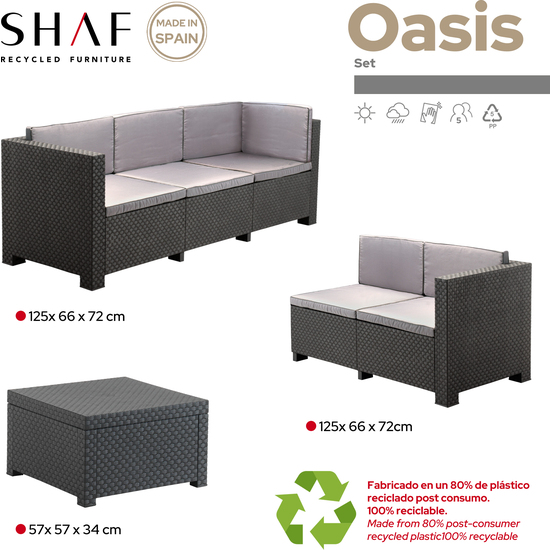CONJUNTO MUEBLES DE JARDÍN OASIS GRAFITO image 2