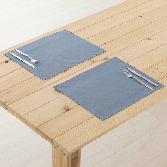 PACK 2 UNIDADES MANTEL INDIVIDUAL HIDROFUGADO ANTIMANCHAS LINO 100% DENIM BLUE image 0