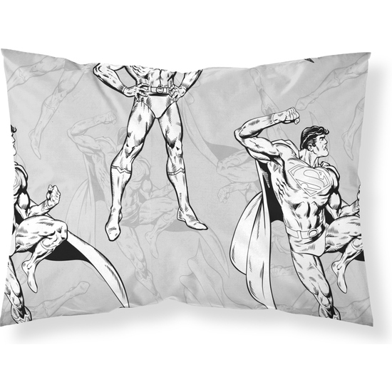 FUNDA DE ALMOHADA 100% ALGODÓN MODELO SUPERMAN GREY DE 50X80CM. image 0