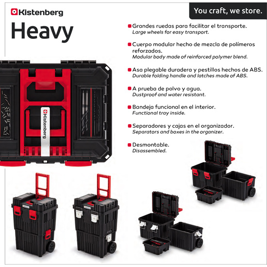 CAJA DE HERRAMIENTAS CON RUEDAS KISTENBERG CROMADO HEAVY 36X45X64 image 1