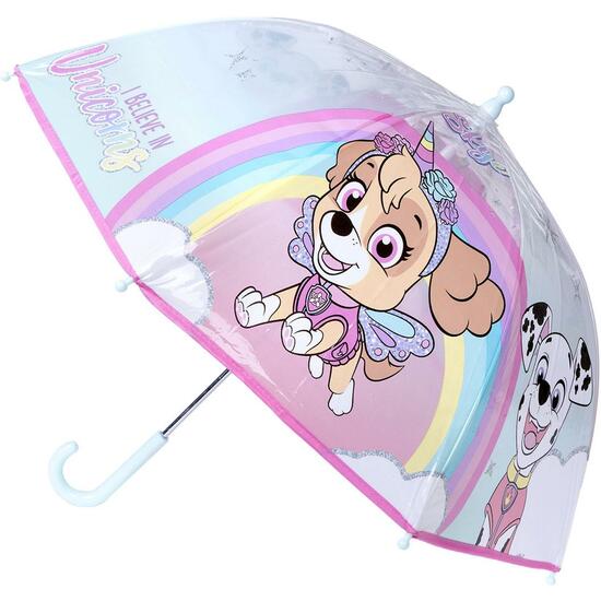 PARAGUAS MANUAL POE BURBUJA PAW PATROL SKYE PINK image 0