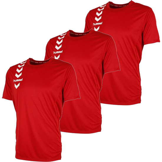 3X CAMISETA DE MANGA CORTA HUMMEL® COLOR ROJO 100%POLIÉSTER image 0