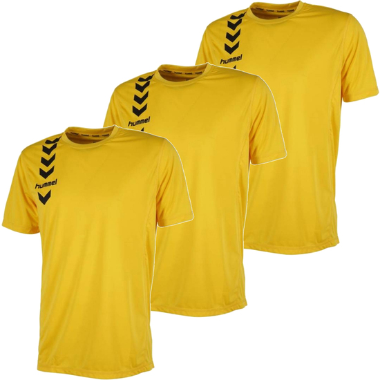 3X CAMISETA DE MANGA CORTA HUMMEL® COLOR AMARILLO 100%POLIÉSTER image 0