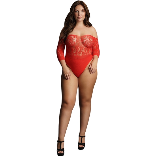 LE DESIR CROTCHLESS RHINESTONE TEDDY - RED image 0