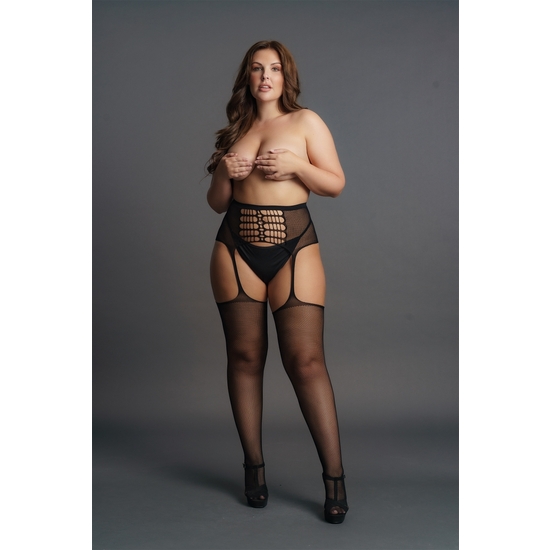 LE DÉSIR - HIGH-WAIST GARTERBELT STOCKINGS - BLACK - OSX image 4