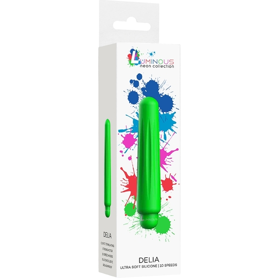 DELIA - ABS BULLET WITH SILICONE SLEEVE - 10-SPEEDS - GREEN image 1