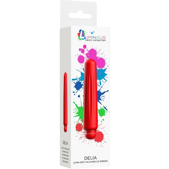 DELIA - ABS BULLET WITH SILICONE SLEEVE - 10-SPEEDS - RED image 1