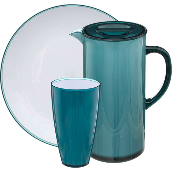 JUEGO DE VAJILLA EN POLIESTIRENO AZUL WELLHOME. image 0