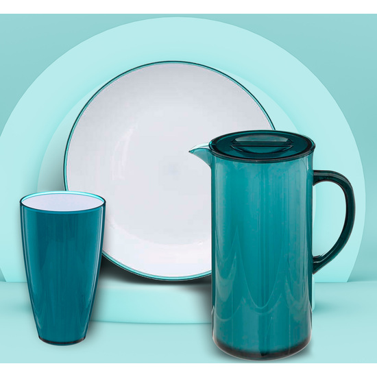 JUEGO DE VAJILLA EN POLIESTIRENO AZUL WELLHOME. image 2