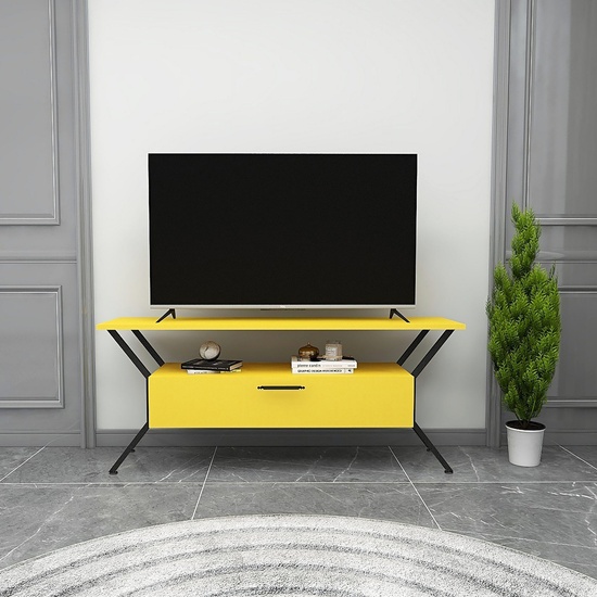 MESA TV,100% TABLERO DE AGLOMERADO RECHAPADO EN MELAMINA, COLOR AMARILLO
NEGRO image 3