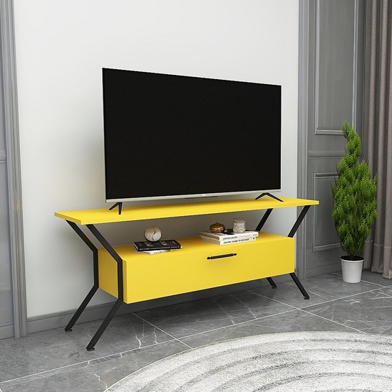 MESA TV,100% TABLERO DE AGLOMERADO RECHAPADO EN MELAMINA, COLOR AMARILLO
NEGRO image 4