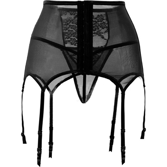 BRAGUITA DE CINTURA CON ENCAJE CON LIGUERO SEXY NEGRO image 4