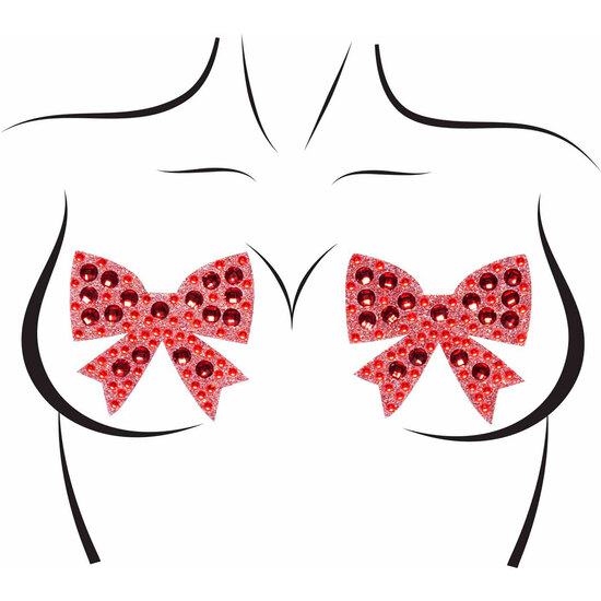 LEG AVENUE - RHINESTONE BOW NIPPLE JEWELS - RED image 0