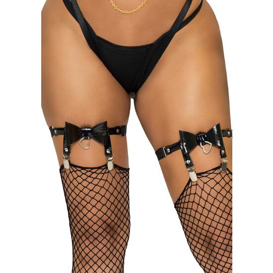 LEG AVENUE - VEGAN LEATHER TIGH HIGH GARTER - BLACK image 0