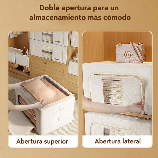 SET DE 2 CAJAS DE ALMACENAMIENTO DE ROPA, 48 L (24X2), PLEGABLE, EN MATERIAL TEXTIL image 4