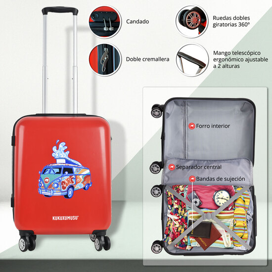 SET 2 MALETAS DE VIAJE AZUL GRIS Y ROJA + BÁSCULA ELECTRÓNICA PESAMALETAS image 2