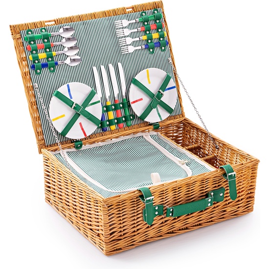 SET 21PC CESTA DE PICNIC CON JUEGO PARA 4 PERSONAS RAINBOW image 0