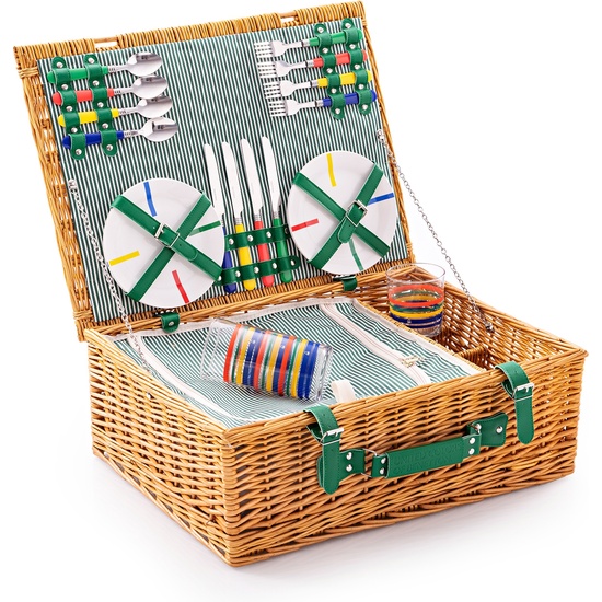 SET 21PC CESTA DE PICNIC CON JUEGO PARA 4 PERSONAS RAINBOW image 2