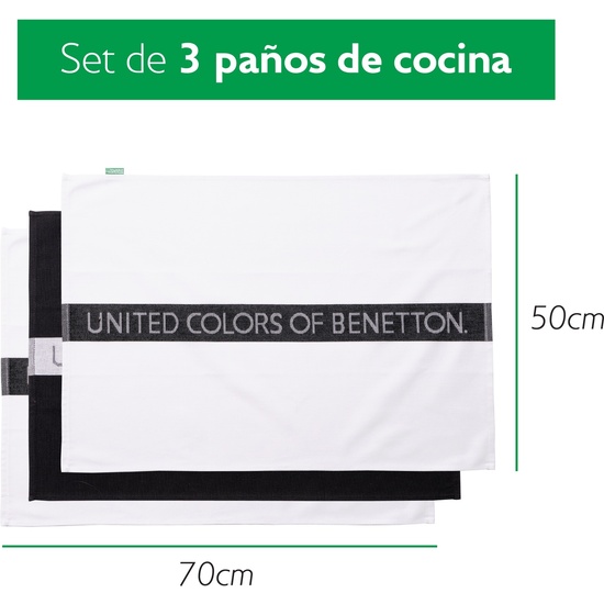 SET 3PC PAÑO COCINA 50X70CM 255GSM 100% ALGODÓN (BLANCO (X2) + NEGRO) B&W BE image 1