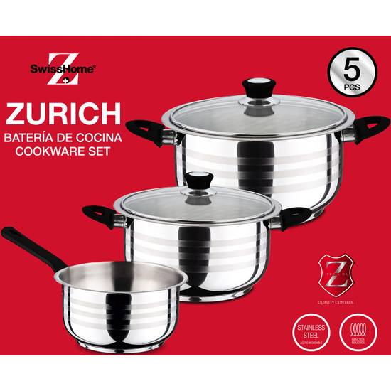 BATERIA COCINA 5 PIEZAS ACERO INOX NEGRA ZURICH image 6