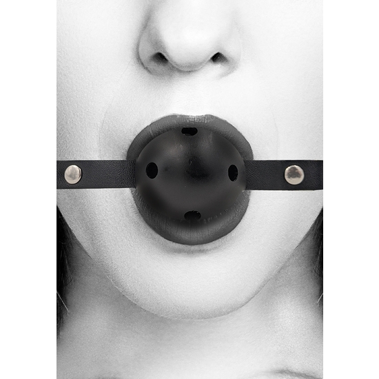 BREATHABLE BALL GAG - WITH BONDED LEATHER STRAPS image 0