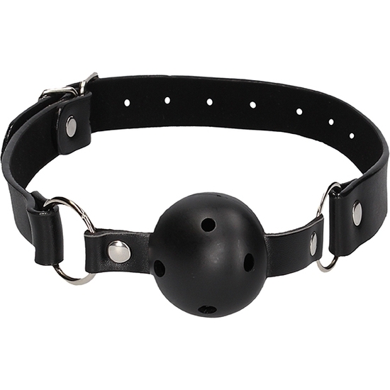 BREATHABLE BALL GAG - WITH BONDED LEATHER STRAPS image 4