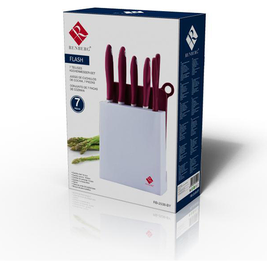 SET DE 7 CUCHILLOS ACERO INOX ANTIADHERENTE COLOR ALEATORIO image 1